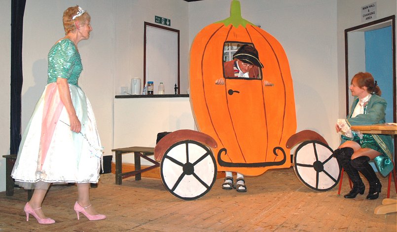 Kath (Good Fairy), Leonard (Baron Hardup), Sue (Prince Charming)